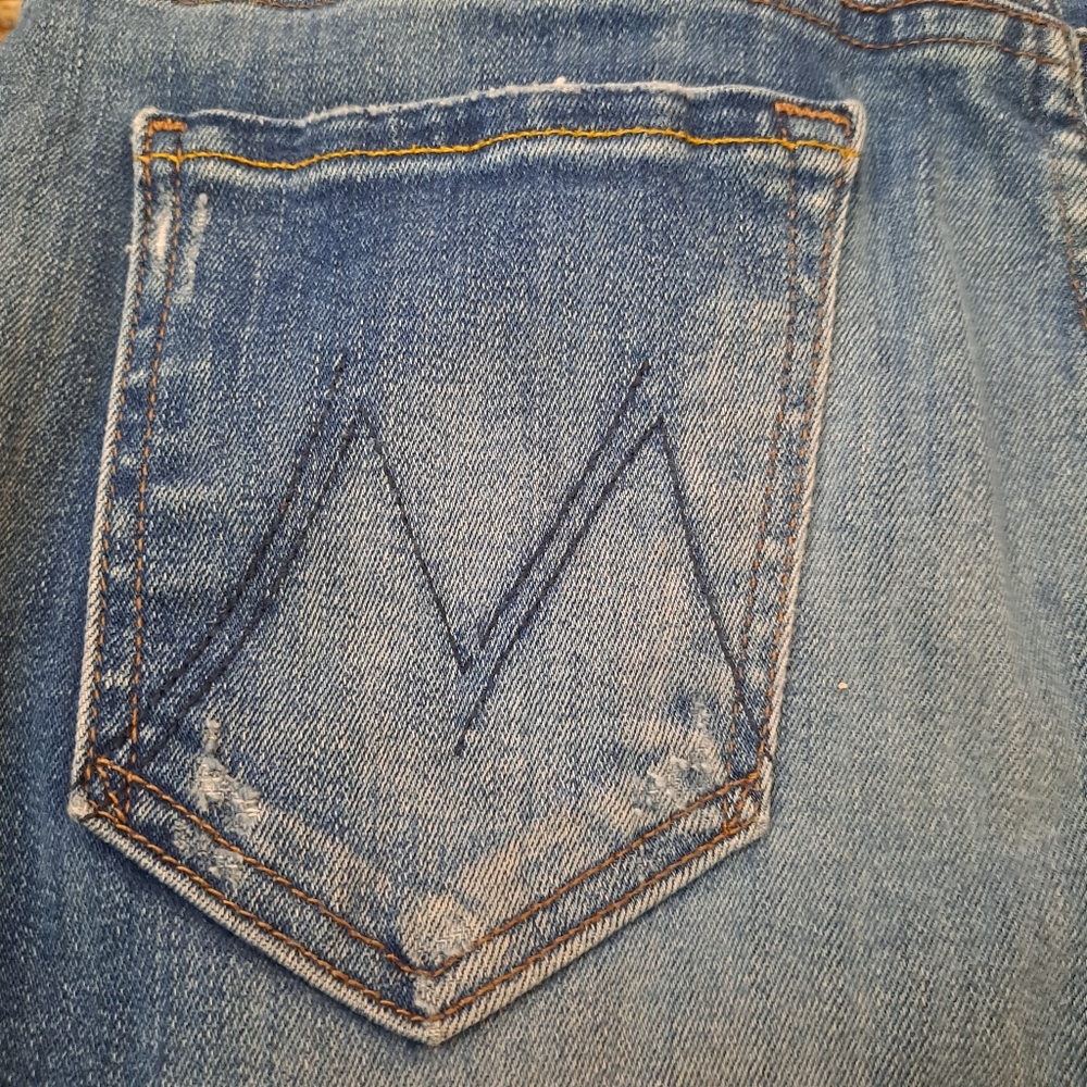 Mother Dark Blue Tequila Truth Denim The Dropout Cotton Blend Jeans USA Size 28 - Picture 4 of 12
